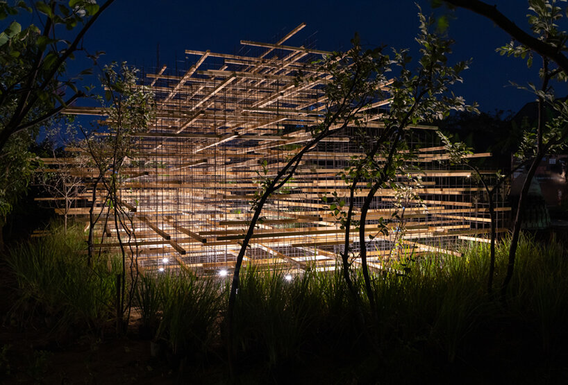 MIA design studio builds its 'straw pavilion' of atmospheric blurred timber