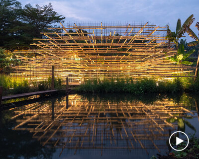 MIA design studio builds its 'straw pavilion' of atmospheric blurred timber