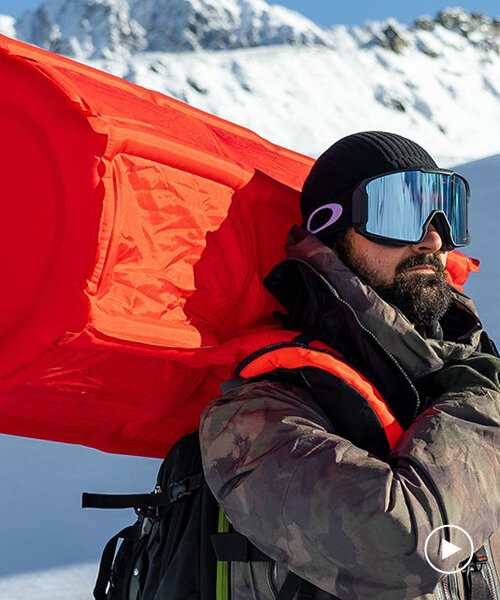 portable avalanche airbag by AEROSIZE is a compact safety kit for off-piste snowsports
