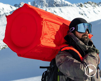 portable avalanche airbag by AEROSIZE is a compact safety kit for off-piste snowsports