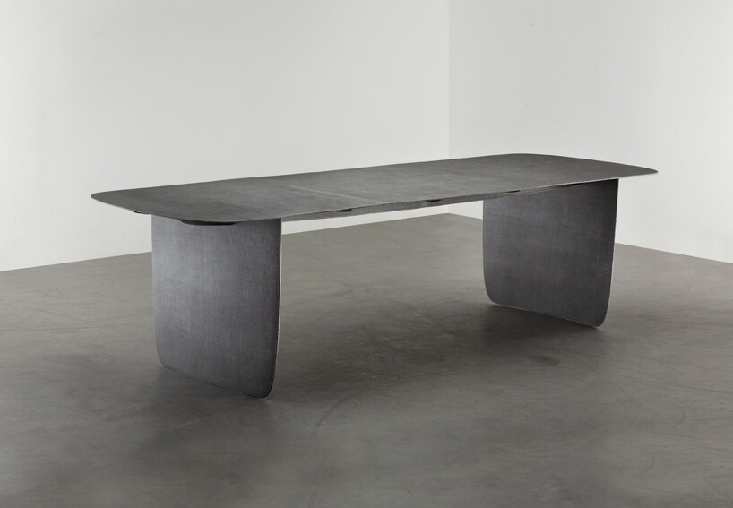 finely textured aluminum adorns A+A cooren's minimal furniture collection