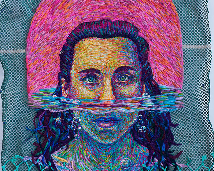 danielle clough's embroidery reels upcycled under-water artistry