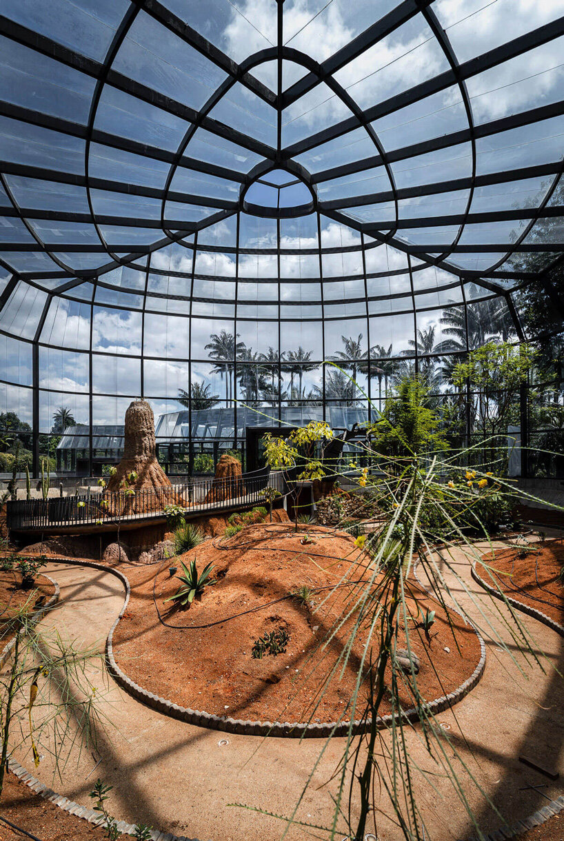DARP blends cluster of floating glass volumes into the lush botanical garden of bogotá