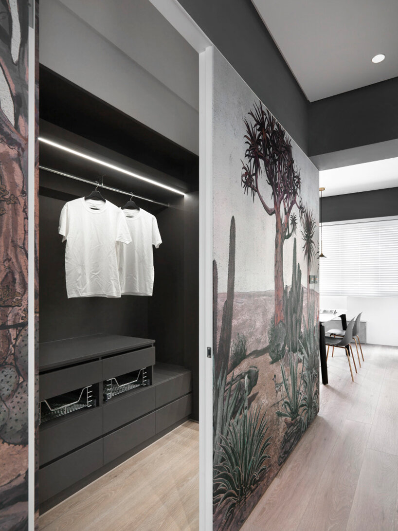 a muted palette of gray decorates this taipei apartment renovation by degree design