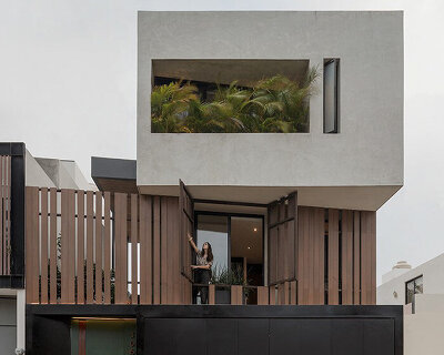 desnivel arquitectos stacks solid volumes and vertical lattice to form 'casa X' in mexico