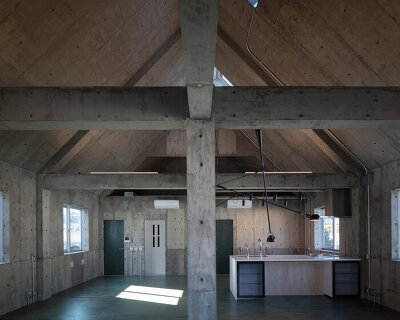 reflective curtains divide tokyo home's raw concrete interior by endo architect and associates