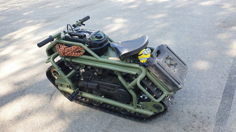 the HAMYAK ATV is an all-terrain, mono-tracked motorcycle