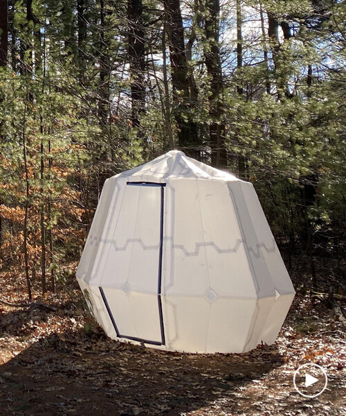 origami-like inflatable shelter built by harvard researchers can pop up or fold flat