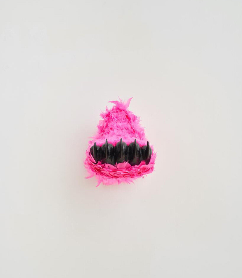 paola pivi on the ephemeral nature of her feathered bear feet rainbow at massimo de carlo