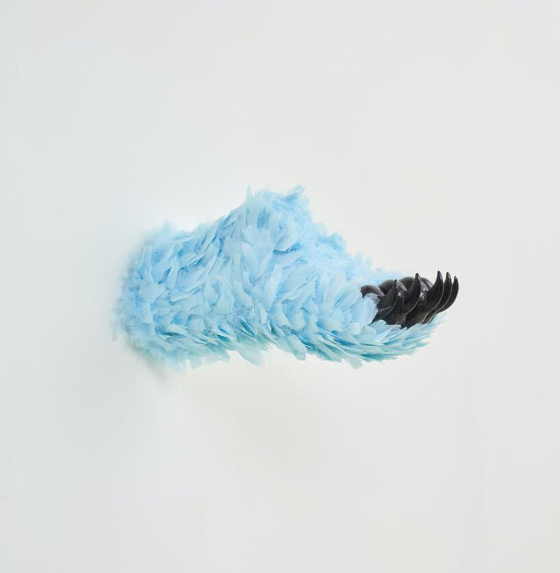 paola pivi on the ephemeral nature of her feathered bear feet rainbow at massimo de carlo