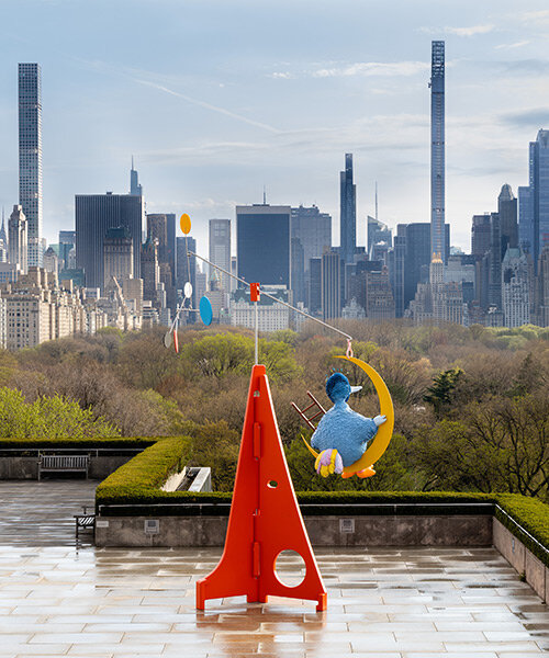 overlooking new york city, big bird rests on the moon in alex da corte's whimsical kinetic work on the met's roof garden