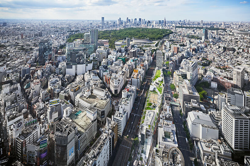 NIKKEN SEKKEI encloses its miyashita park in an array of green archways in tokyo