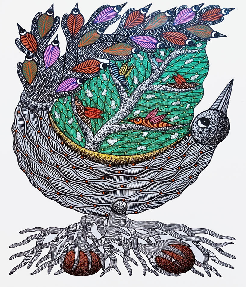talesonsilk celebrates emerging indian artists contemporising tribal gond painting