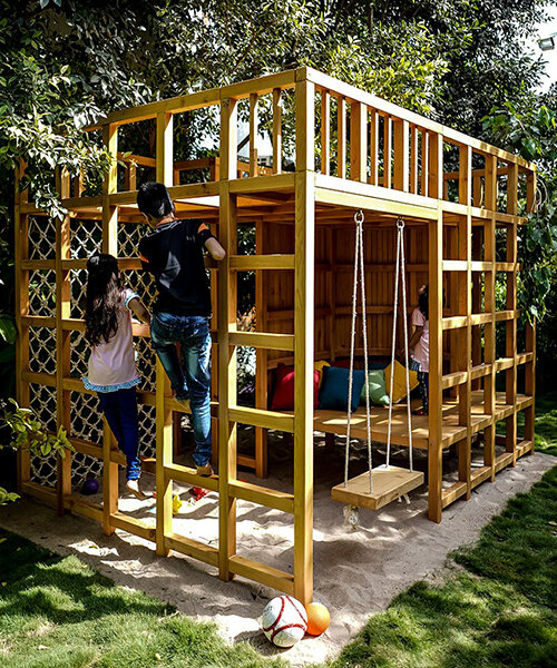 wooden kids retreat is a shared learning place for 3 families in karachi, pakistan
