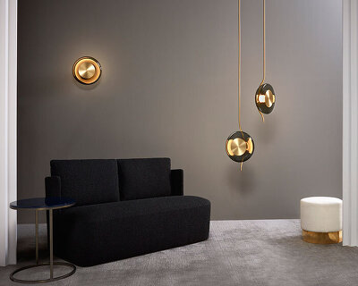 brass and glass pendulum by CTO LIGHTING emanates warm sense of motion