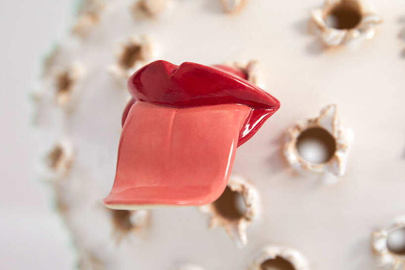 eyes, tongues, flowers + knots emerge from punctured pots in 'LOEWE weaves' collection