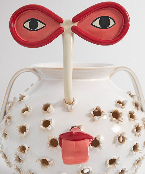 eyes, tongues, flowers + knots emerge from punctured pots in 'LOEWE weaves' collection