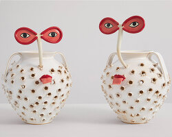 eyes, tongues, flowers + knots emerge from punctured pots in 'LOEWE weaves' collection