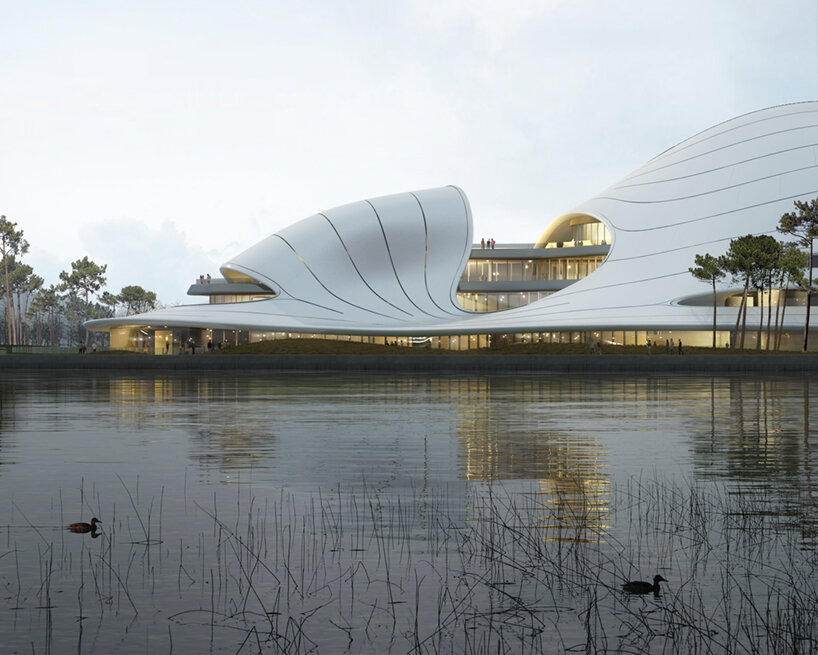 MAD unveils jiaxing civic center and its undulating ceramic