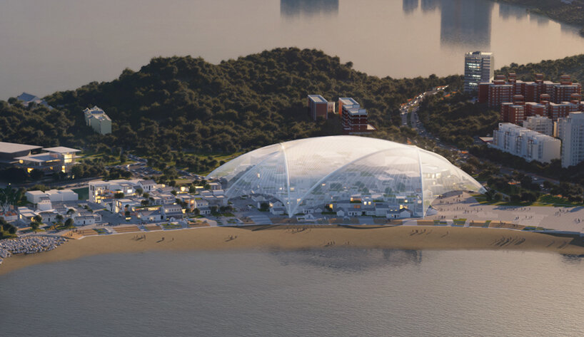 MAD architects proposes its zhuhai cultural arts center as a sensitive, protective dome