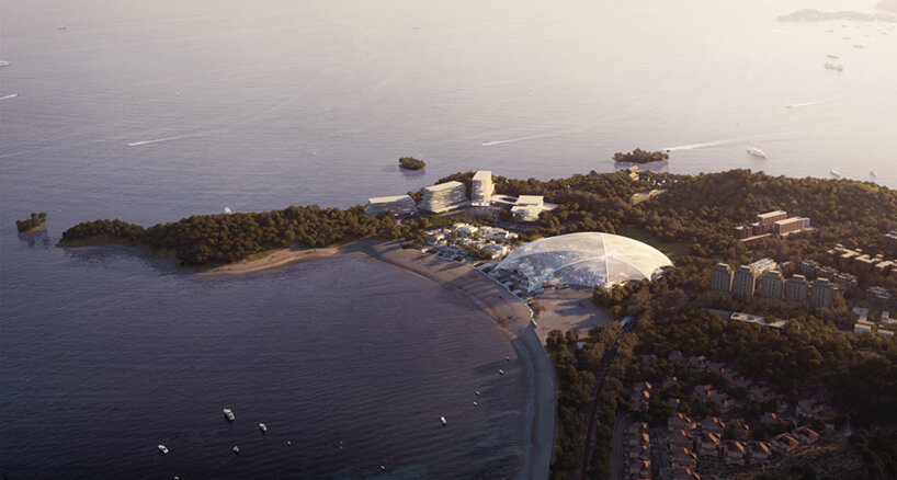 MAD architects proposes its zhuhai cultural arts center as a sensitive, protective dome