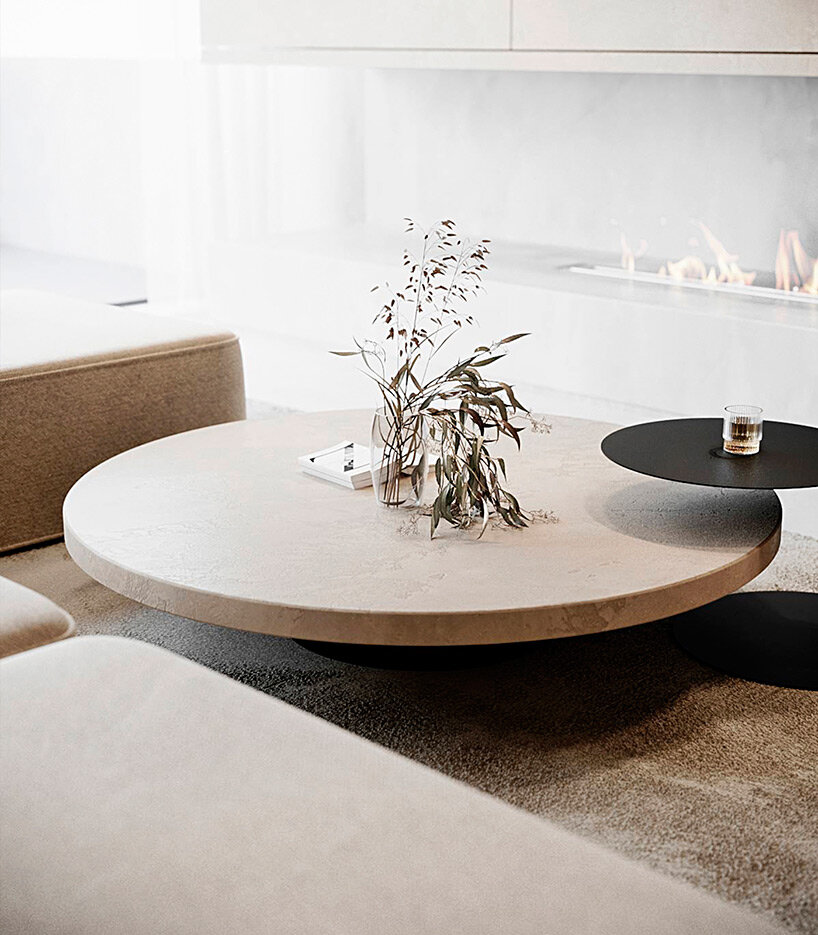 curved surfaces + warm tones give shape to residential interior in greece by kordas architects