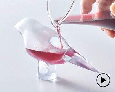 cute bird-shaped sake glass is designed to reduce alcohol consumption