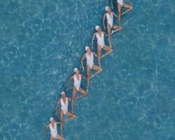 brad walls captures synchronized swimmers from above
