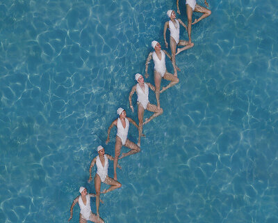 brad walls captures synchronized swimmers from above