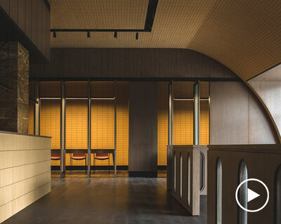 mustard yellow tiles + warm tones adorn this cozy hotel in china