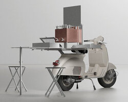 CHAIGAADI is a tiny 1.5 sqft tea stall that fits on the back of a vespa