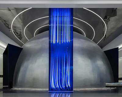 FISH-YU futuristic store interior reveals a silver planet illuminated with blue light in china