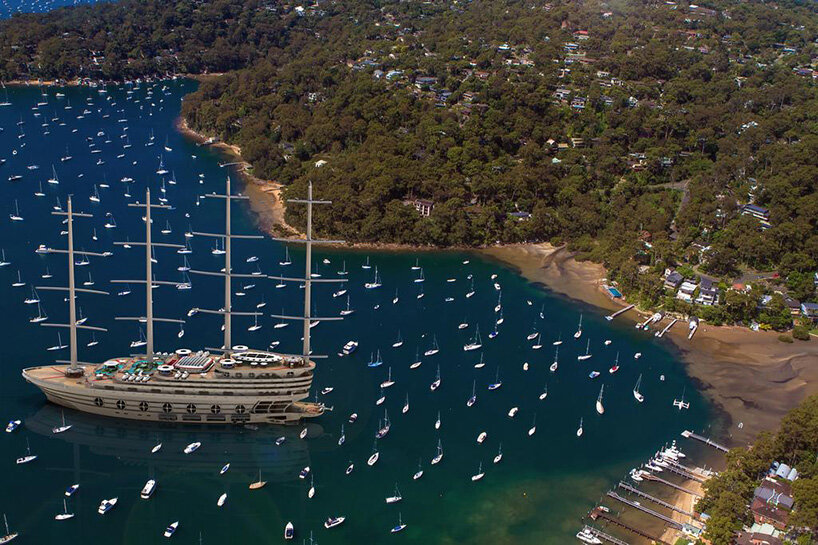 the galleon, a futuristic sailing gigayacht concept that can host 200 guests