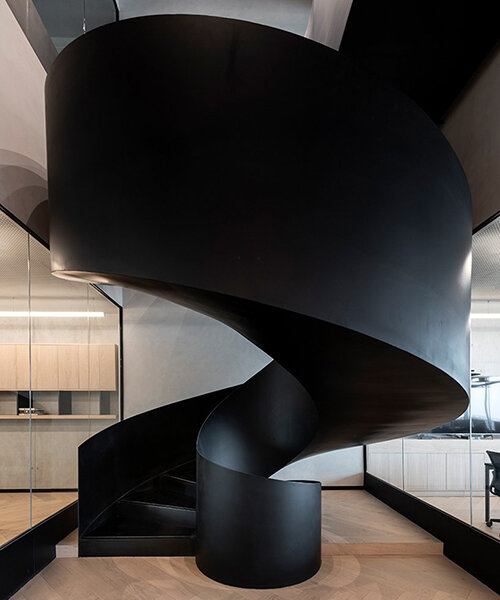 sculptural spiral staircase dominates kering group’s new offices in mexico by fr·ee