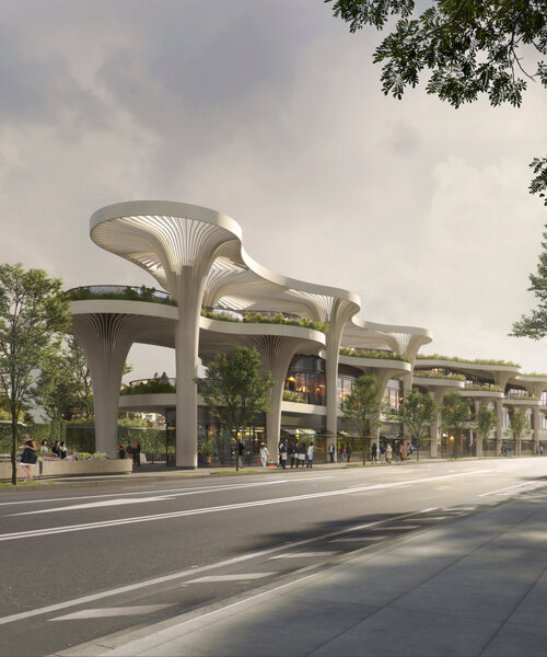 32 solar 'trees' form shanghai marketplace designed by koichi takada architects