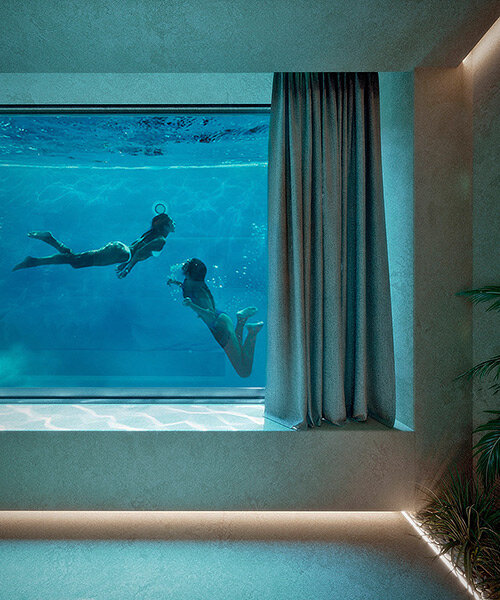 see-through pool casts rippling visuals in this greek residence by kordas architects