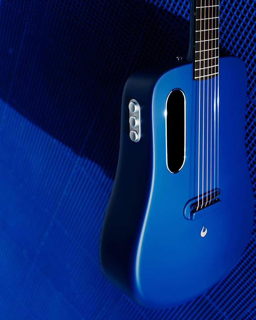 The 'LAVA ME 2' is a minimalist carbon fiber guitar with a built-in preamp system