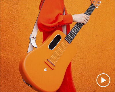 'LAVA ME 2' is a weatherproof carbon fiber guitar with a built-in preamp system