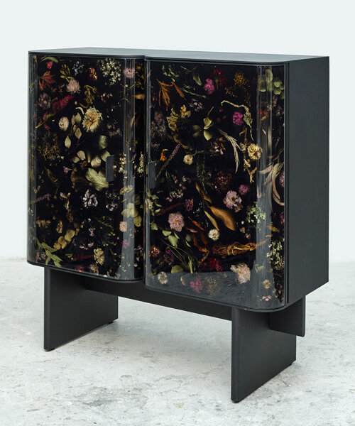 marcin rusak studio's 'flora cabinet' preserves the fleeting beauty of dried flowers
