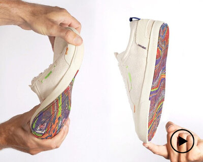 these shoe soles are made of discarded party balloons