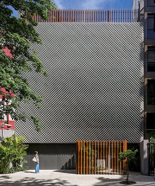 perforated metal façade decorates bernardes arquitetura's office block in brazil