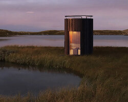 prefabricated curved 'LUMIPOD sauna' combines well-being and reconnection with nature