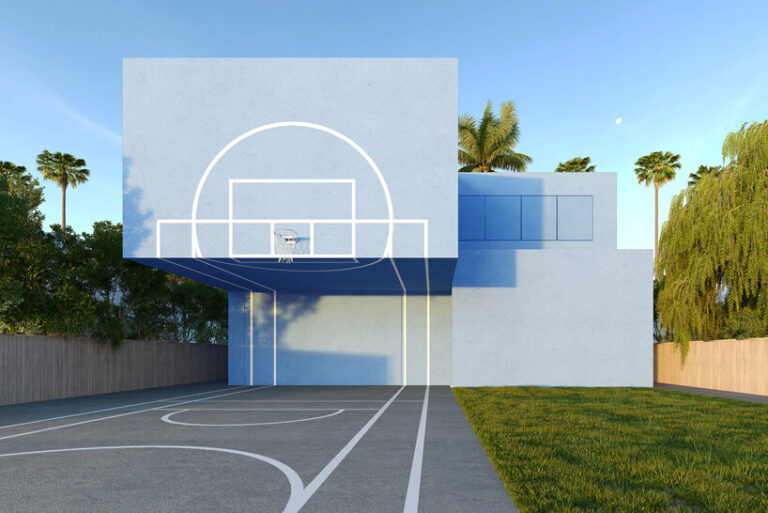 blue 'dunk house' is conceived for a former NBA basketball player