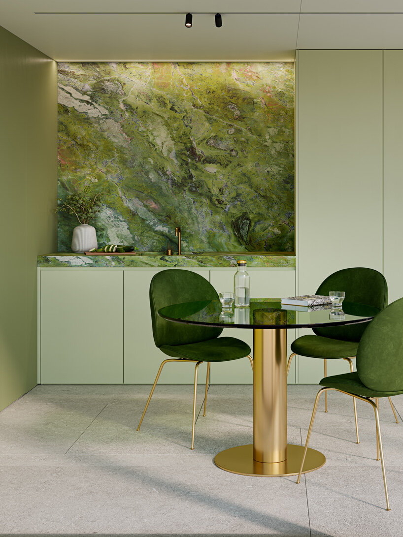 vilarte's modular, marble-clad pavilion by stefan.schöning.studio serves as outdoor hideaway