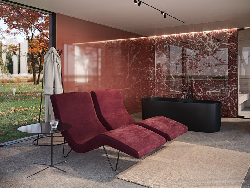 vilarte's modular, marble-clad pavilion by stefan schöning studio serves as outdoor hideaway