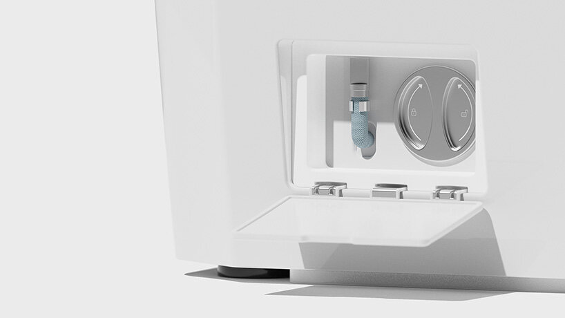 the visdom washing machine by kim kyeong-su features a sliding drum that opens on top