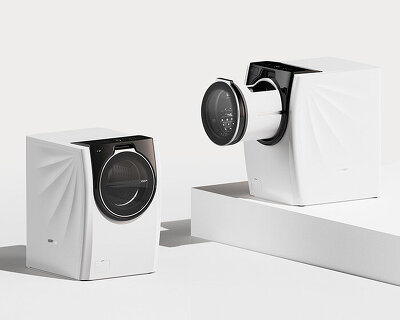 the visdom washing machine by kim kyeong-su features a sliding drum that opens on top