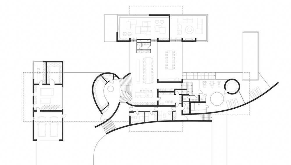 sharp lines + curved forms coexist within MAKHNO studio's concrete residence in ukraine