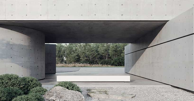 sharp lines + curved forms coexist within MAKHNO studio's concrete residence in ukraine