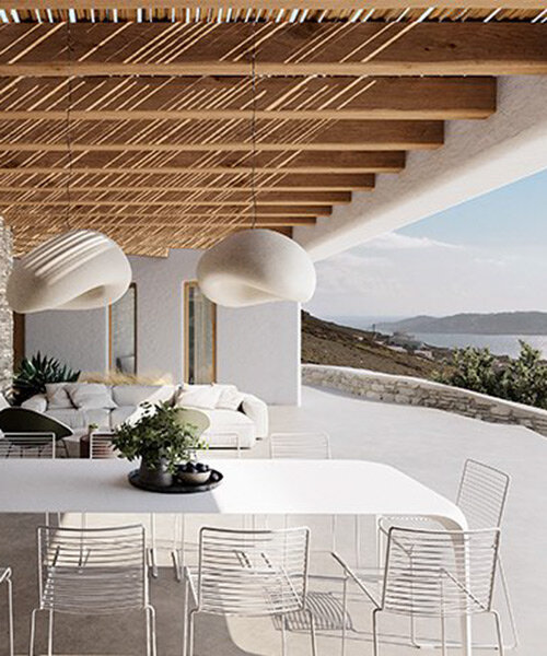 white rock villa by chorografoi architects embraces the natural landscape of mykonos, greece